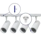 Bright Choice Complete Set 1-Fase Rail 1 Meter Wit | incl. 4x Spot + GU10 2700K 3W Dimbaar + Eindkap, Voedingsconnector
